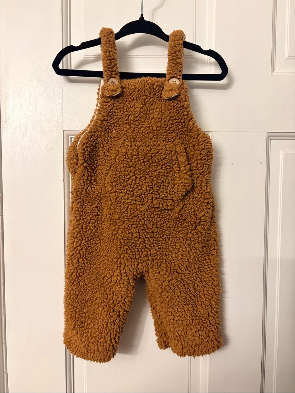 Mud Pie Teddy Fleece Overalls in Camel